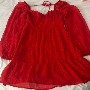 H&M Red Long Sleeve Dress